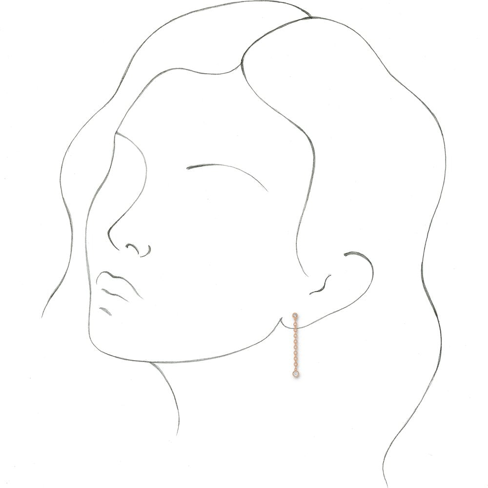 14K Rose Gold 1/5 CTW Natural Diamond Chain Dangle Earrings