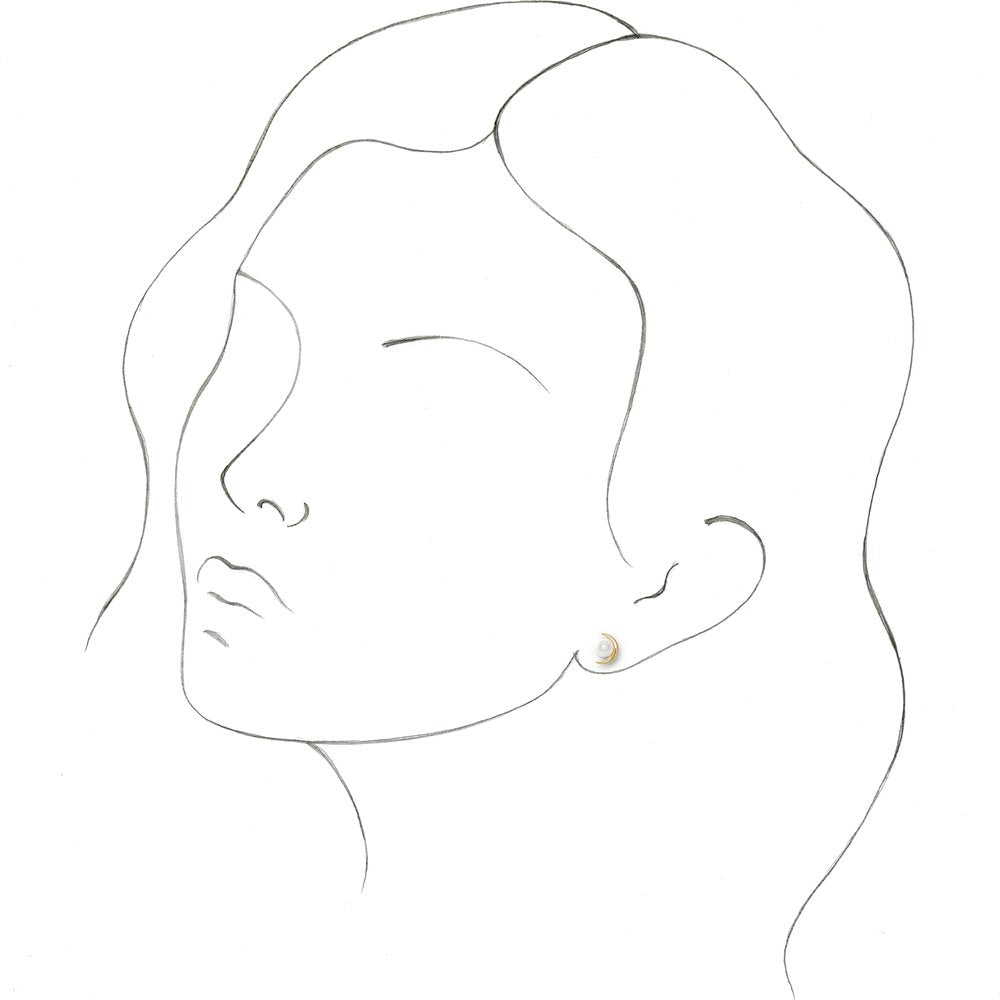 14K Yellow Gold Cultured White Freshwater Pearl Earrings
