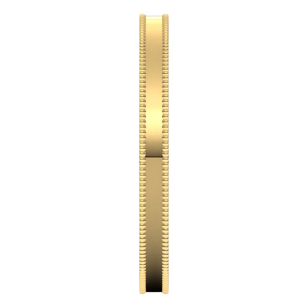 14K Yellow Gold 2 mm Milgrain Comfort-Fit Flat Band Size 5