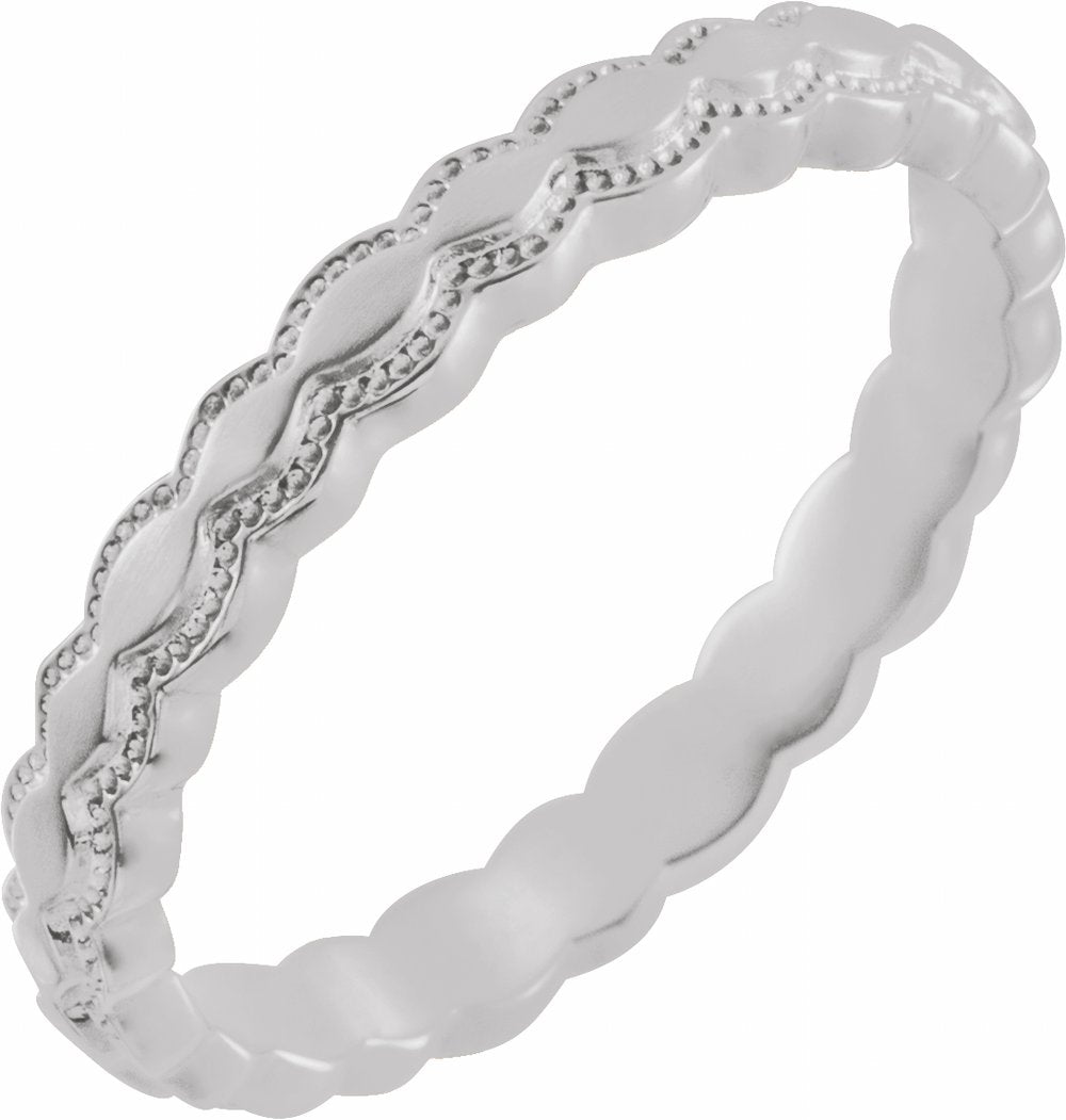 14K White Gold 2.9 mm Textured Band Size 7