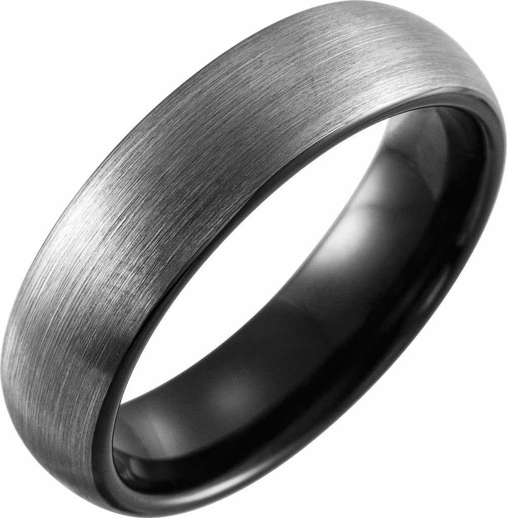 Black PVD Tungsten 6 mm Comfort-Fit Half Round Band Size 8