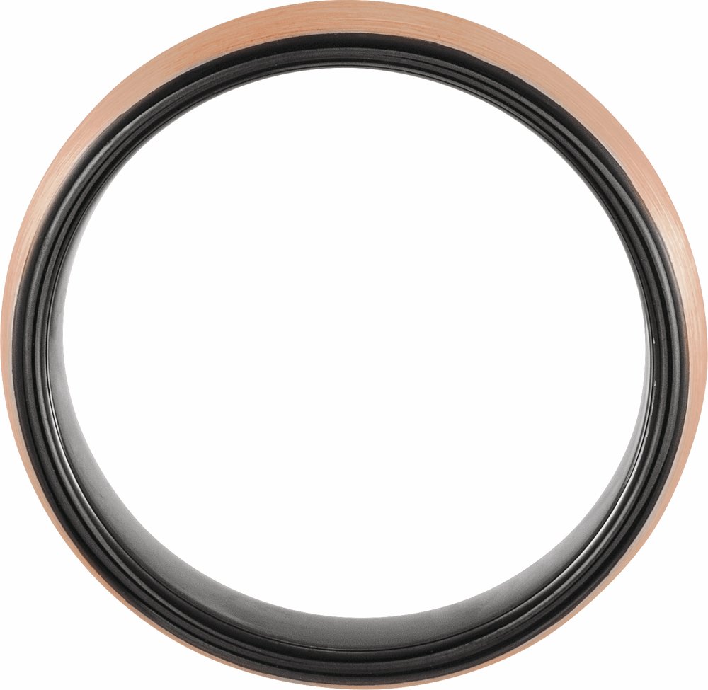 18K Rose Gold PVD & Black PVD Tungsten 4 mm Comfort-Fit Half Round Band Size 7.5