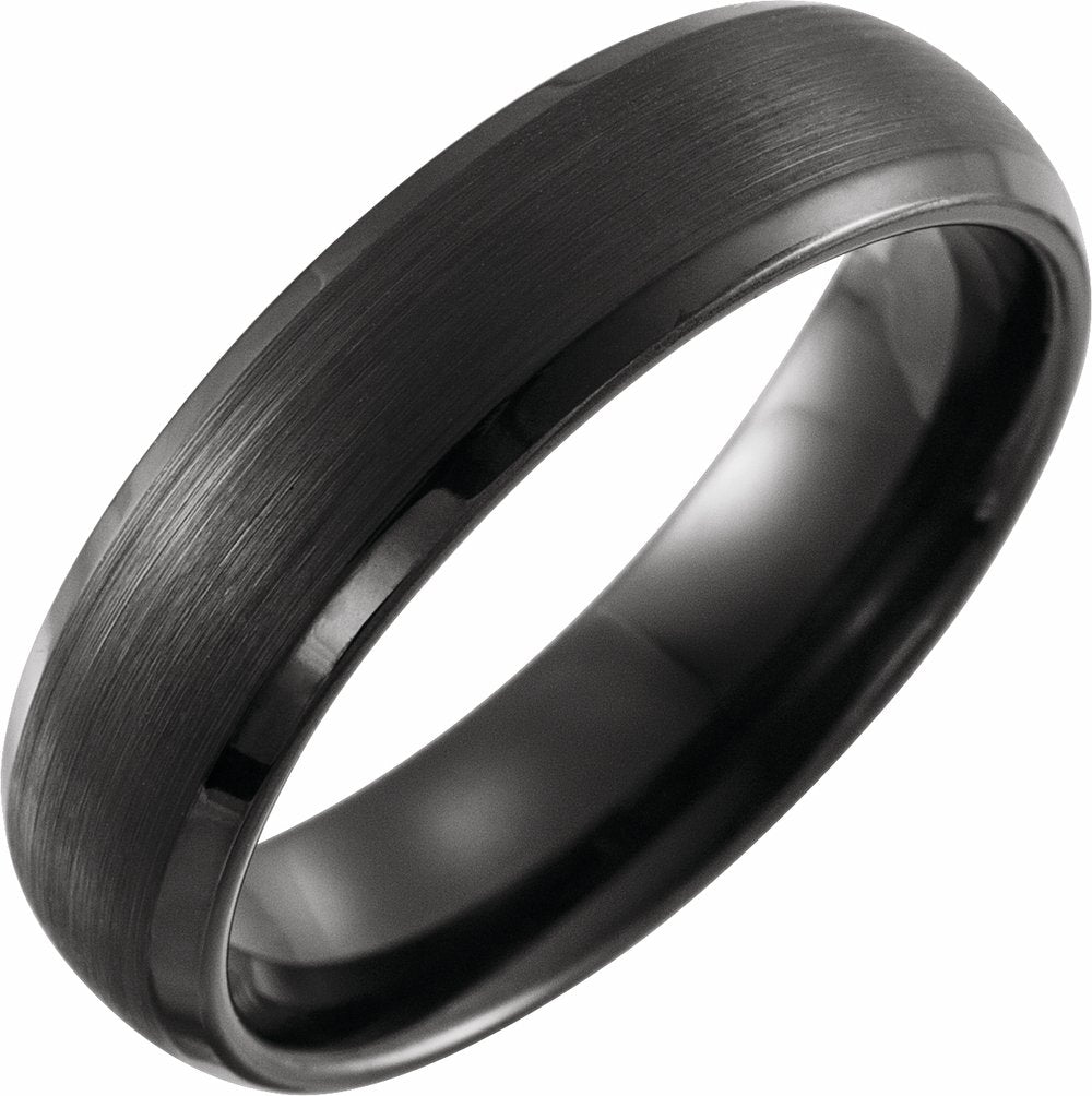 Black PVD Tungsten 6 mm Beveled-Edge Comfort-Fit Band Size 7.5