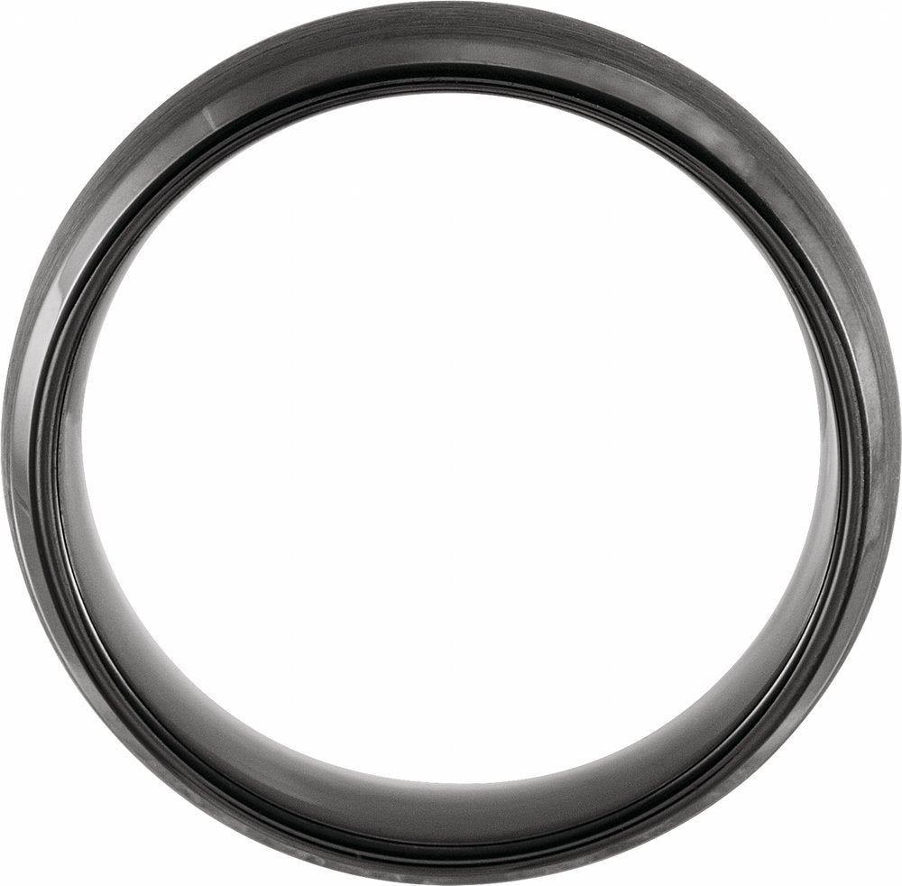 Black PVD Tungsten 6 mm Beveled-Edge Comfort-Fit Band Size 7.5