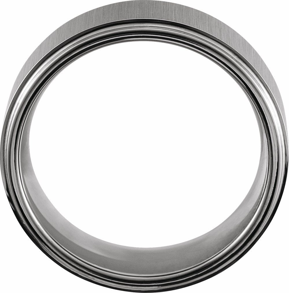 Tungsten 8 mm Stepped-Edge Comfort-Fit Flat Band Size 7