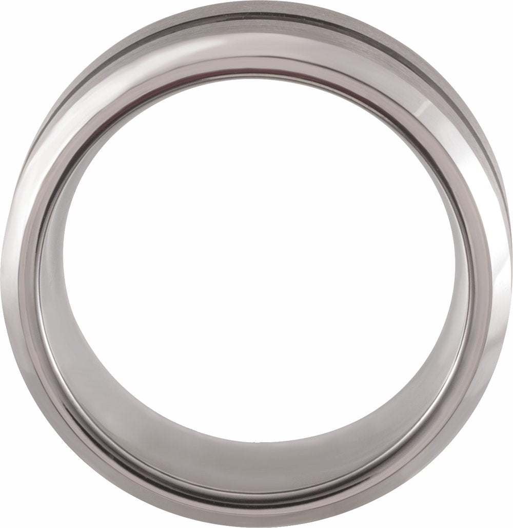 Tungsten 8 mm Beveled-Edge Grooved Comfort-Fit Band Size 7