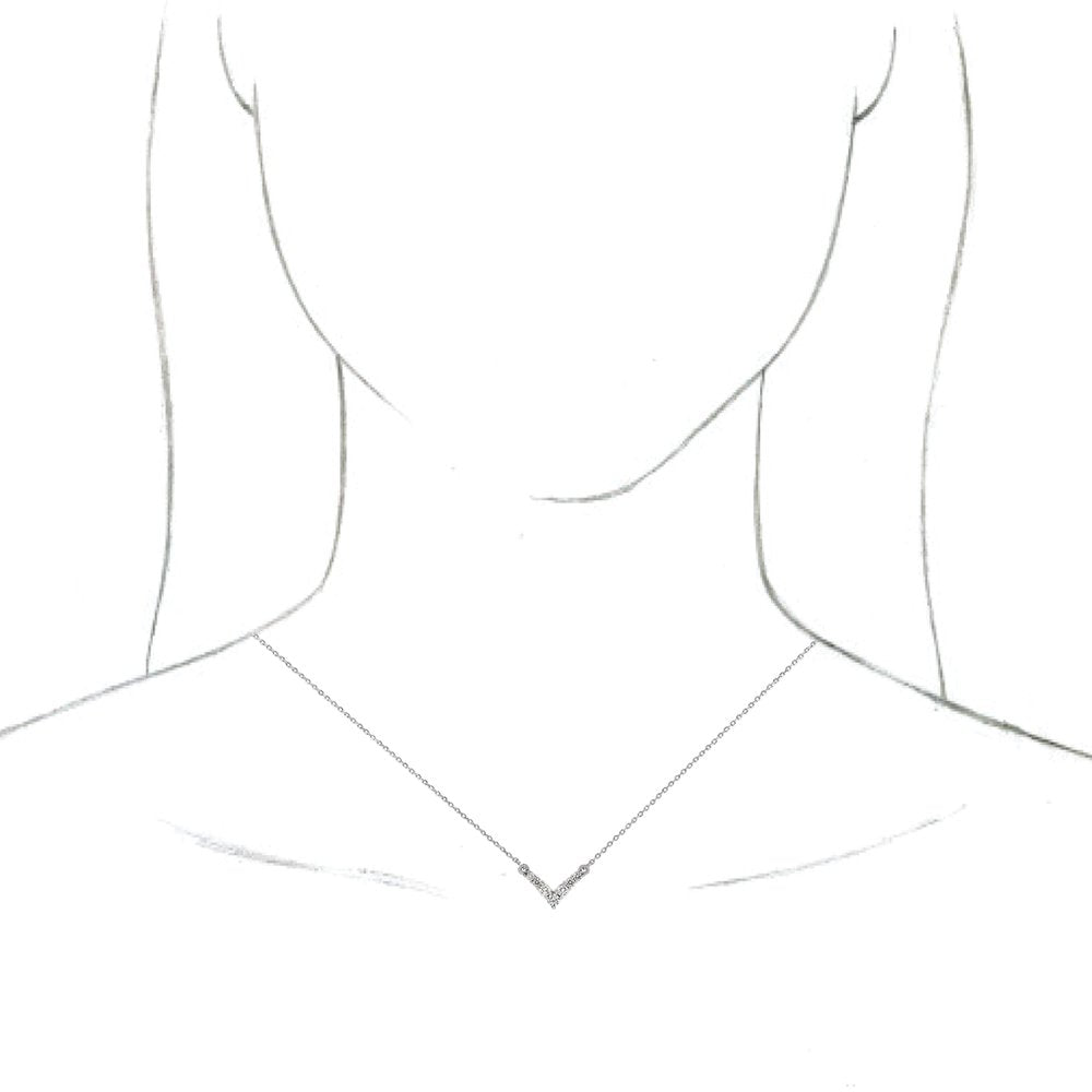 14K White 1/3 CTW Natural Diamond V 16-18" Necklace