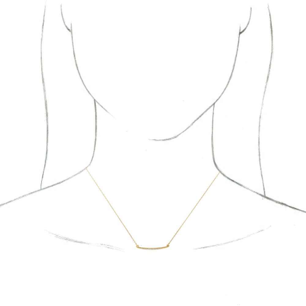 14K Yellow Gold .05 CTW Natural Diamond Curved Bar 16-18" Necklace