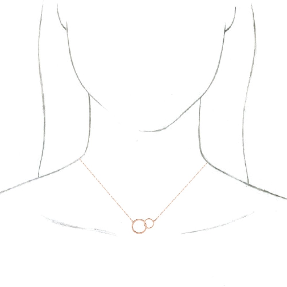 14K Rose Interlocking Circle 16-18" Necklace