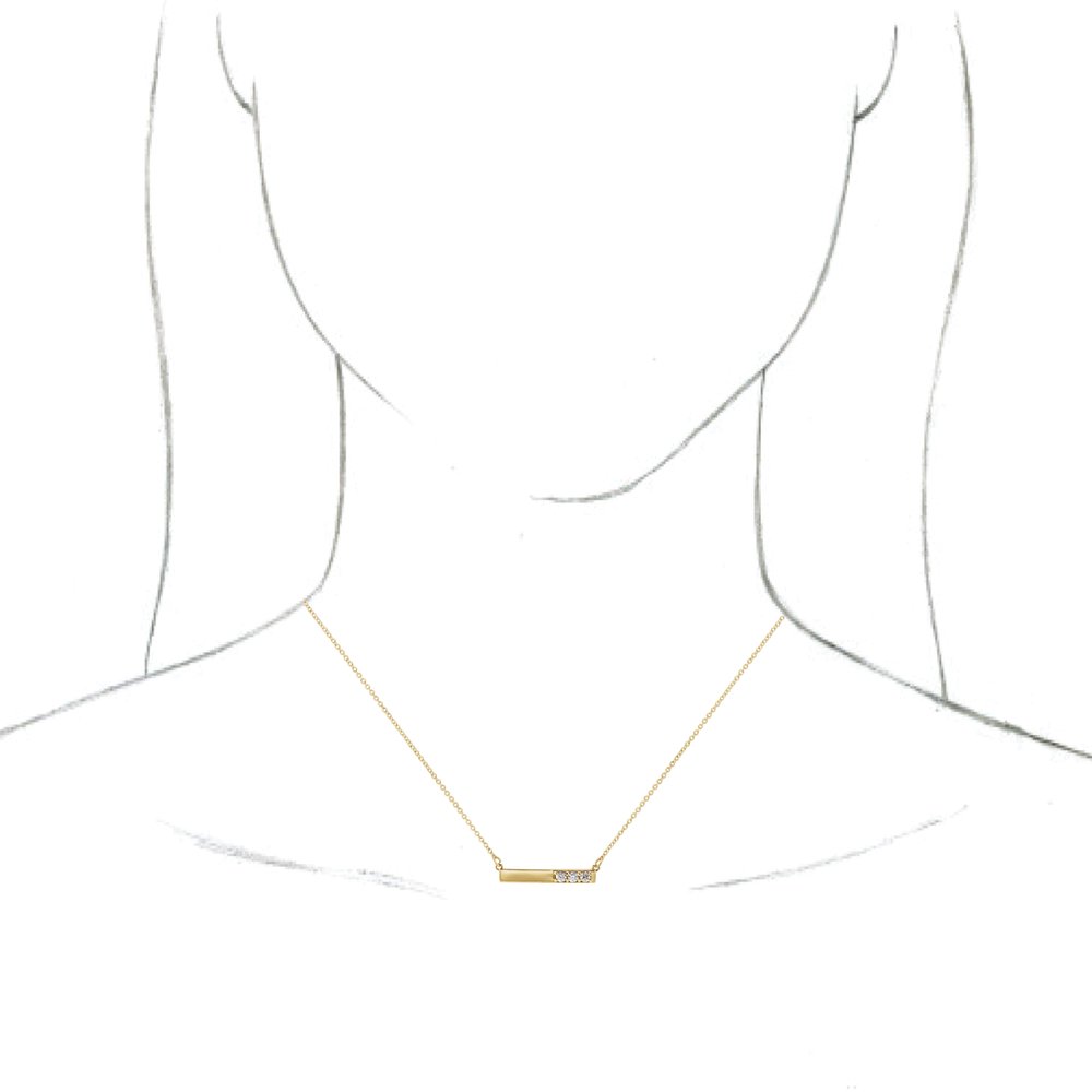 14K Yellow Gold 1/5 CTW Natural Diamond Bar 16-18" Necklace