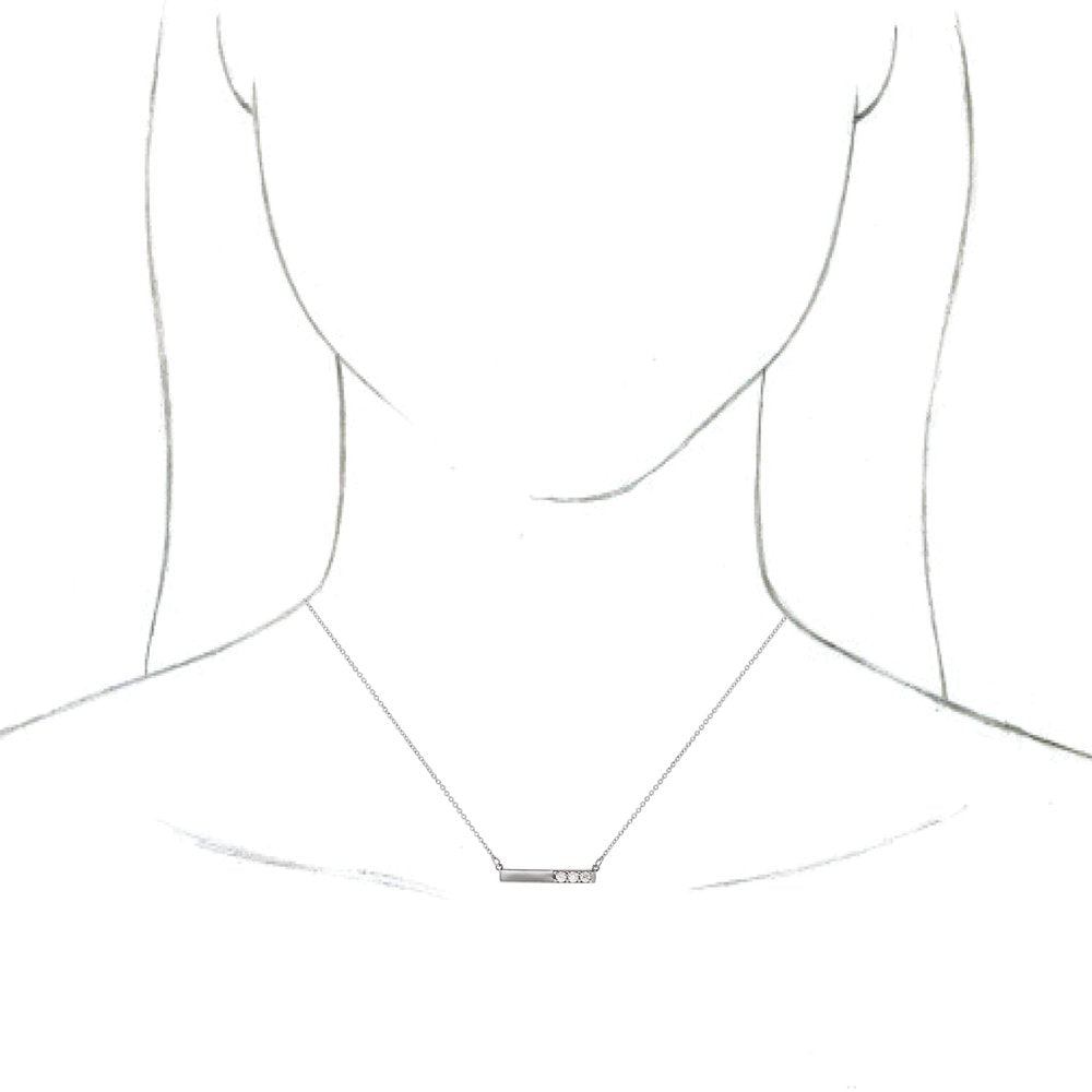 14K White Gold 1/5 CTW Natural Diamond Bar 16-18" Necklace