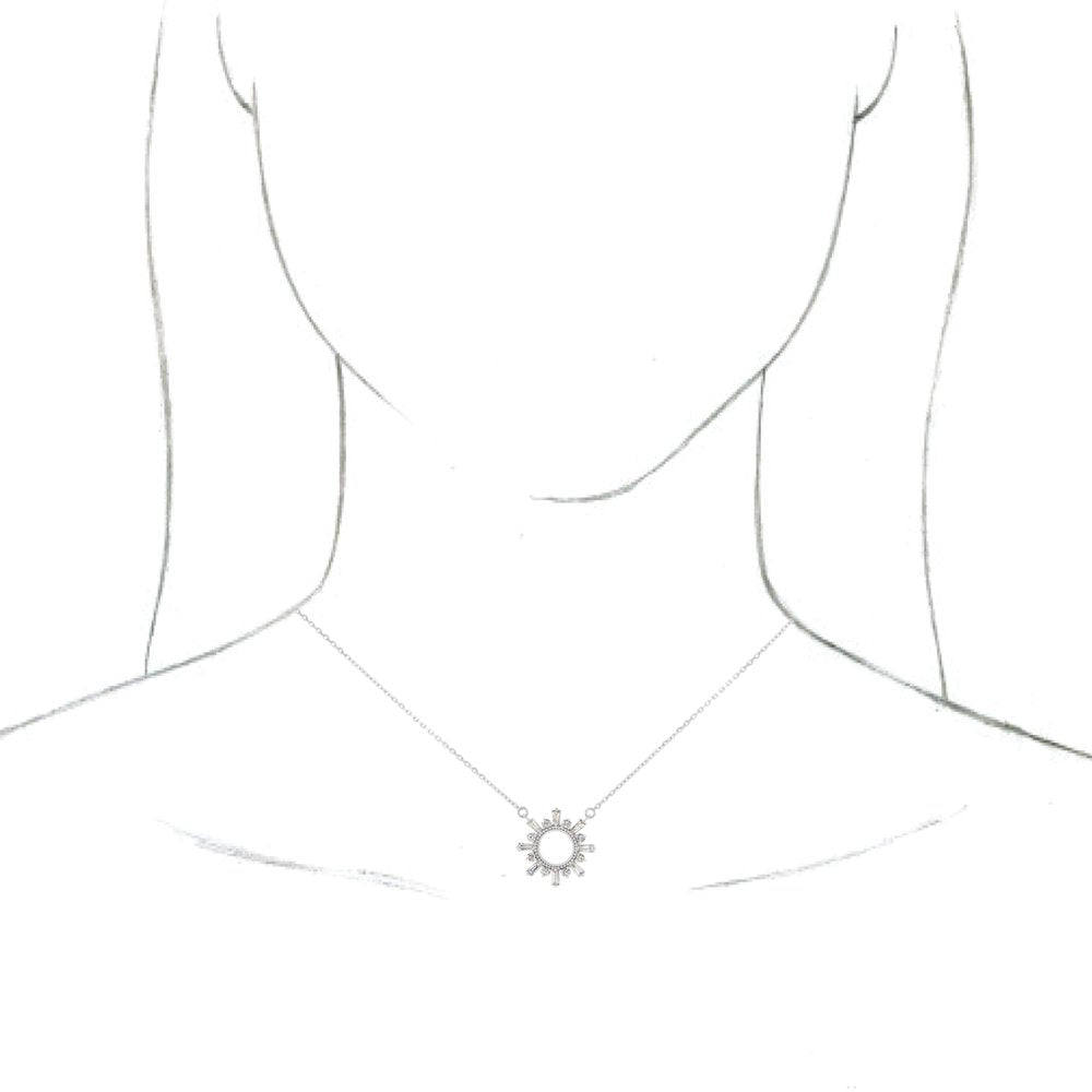 14K White Gold 3/8 CTW Natural Diamond Circle 18" Necklace