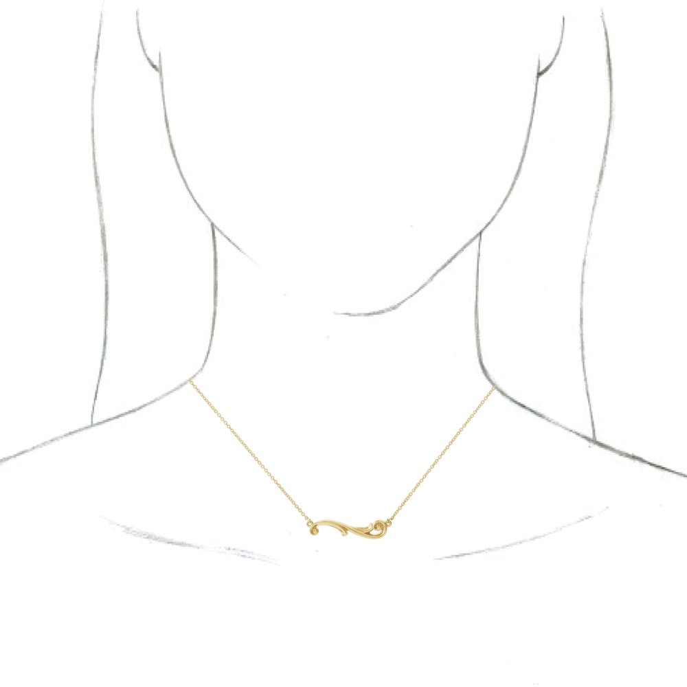 14K Yellow Freeform Bar 18" Necklace