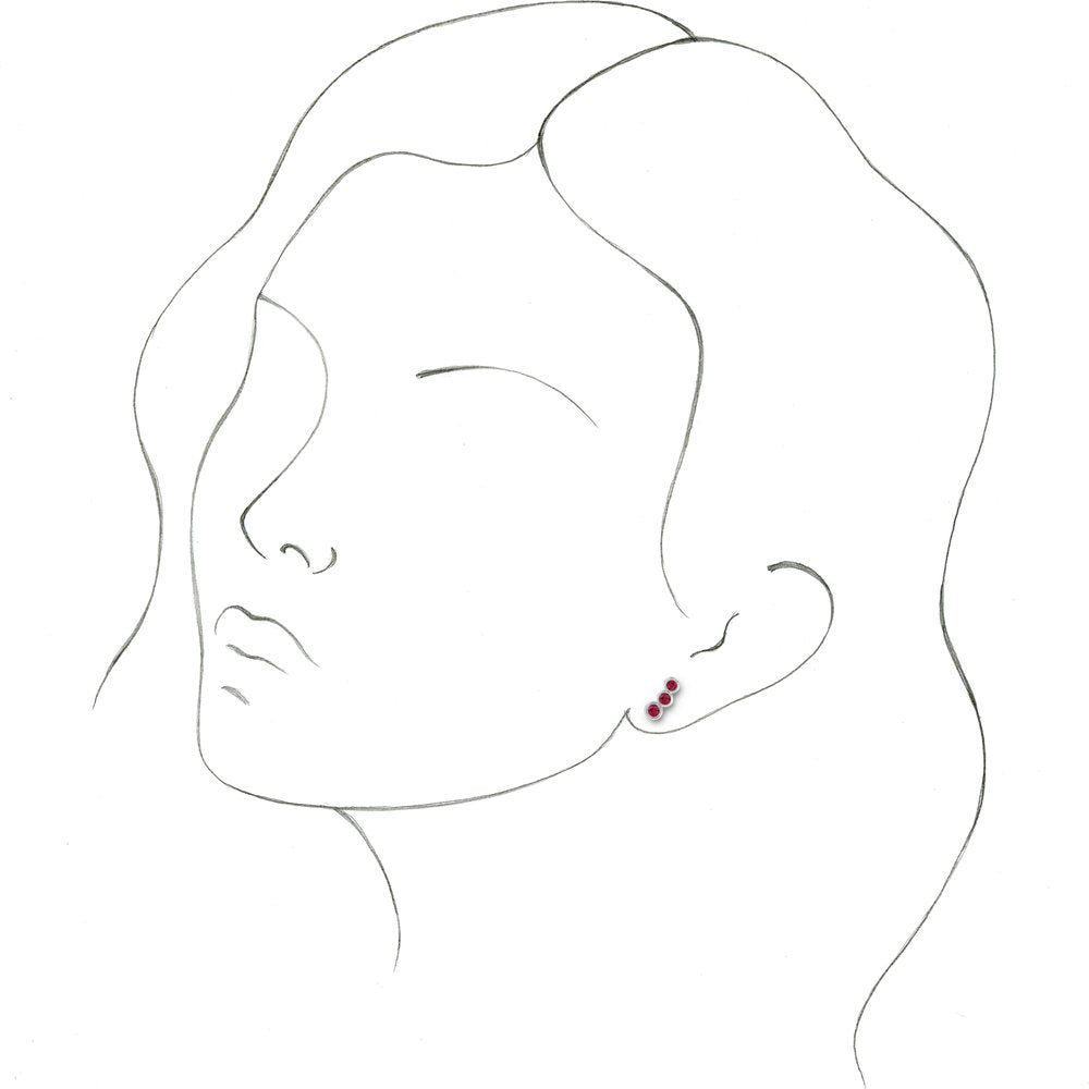 14K White Gold Lab-Grown Ruby Ear Climbers