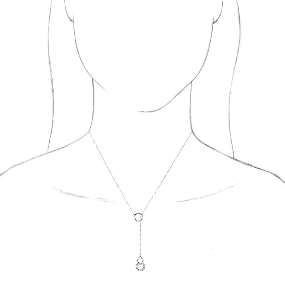 14K White Gold 1/10 CTW Natural Diamond Circle Y 16-18" Necklace