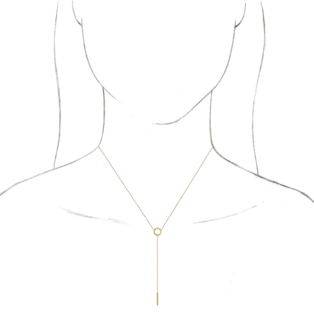 14K Yellow Circle & Bar 16-18" Y Necklace