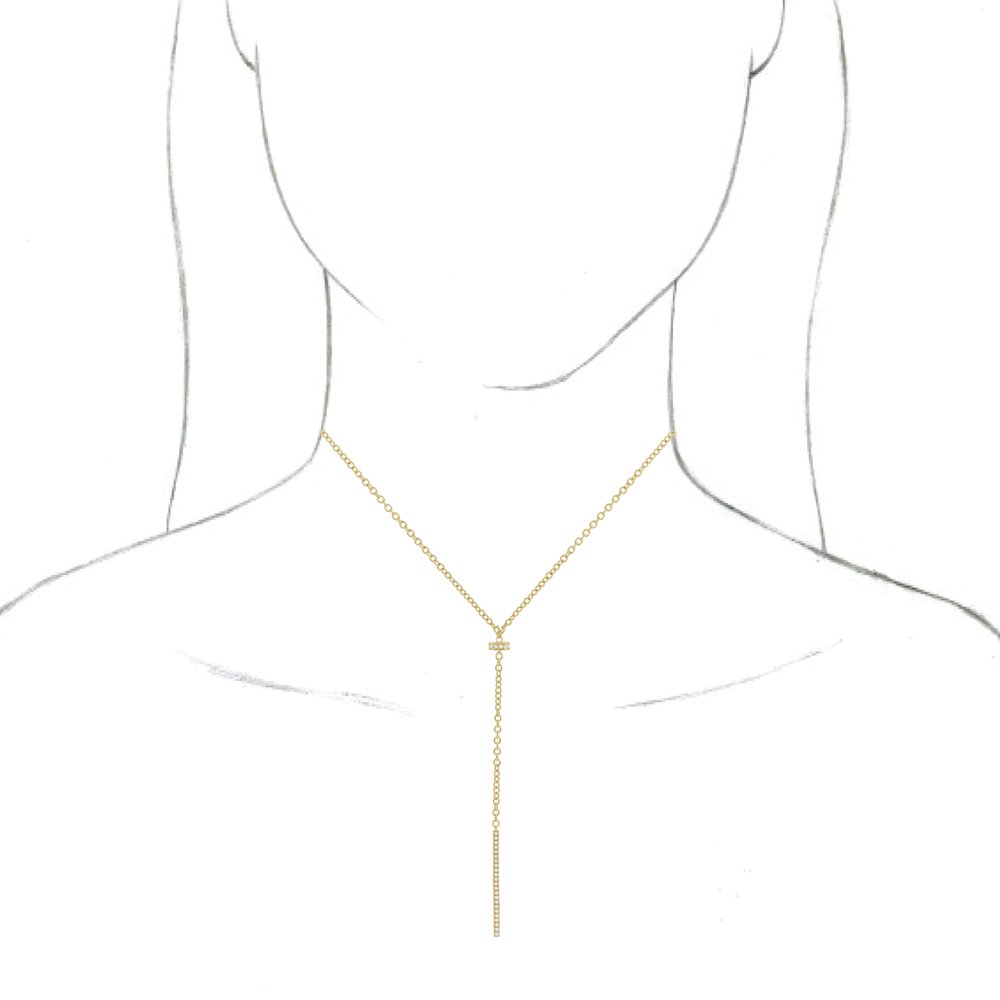 14K Yellow Gold 1/4 CTW Natural Diamond Bar 15-17" Y Necklace