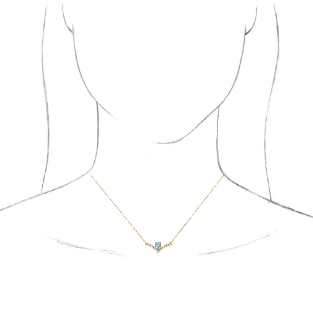 14K Yellow Gold Natural Aquamarine & .06 CTW Natural Diamond 18" Necklace