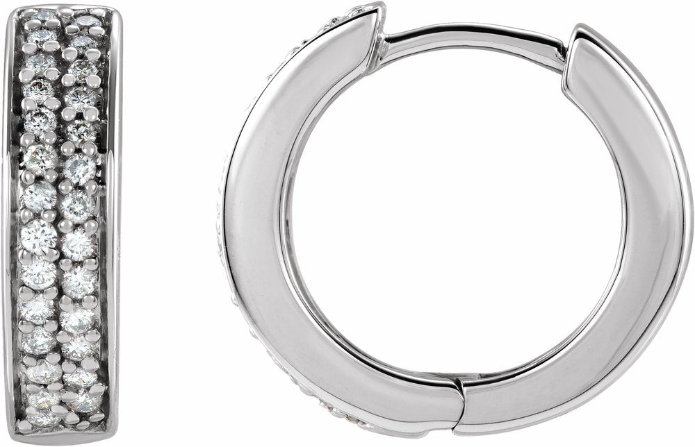 14K White Gold 1/3 CTW Natural Diamond 14 mm Hoop Earrings