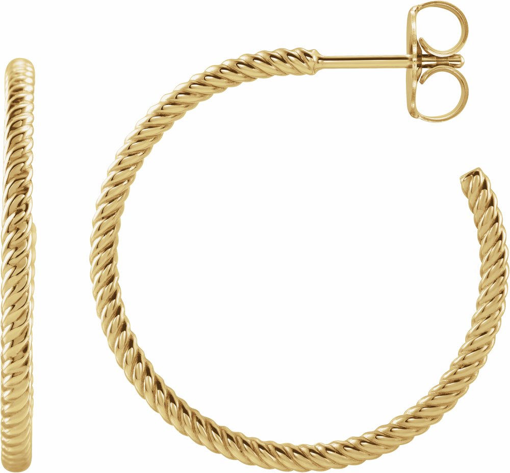 14K Yellow Gold Rope 25 mm Hoop Earrings