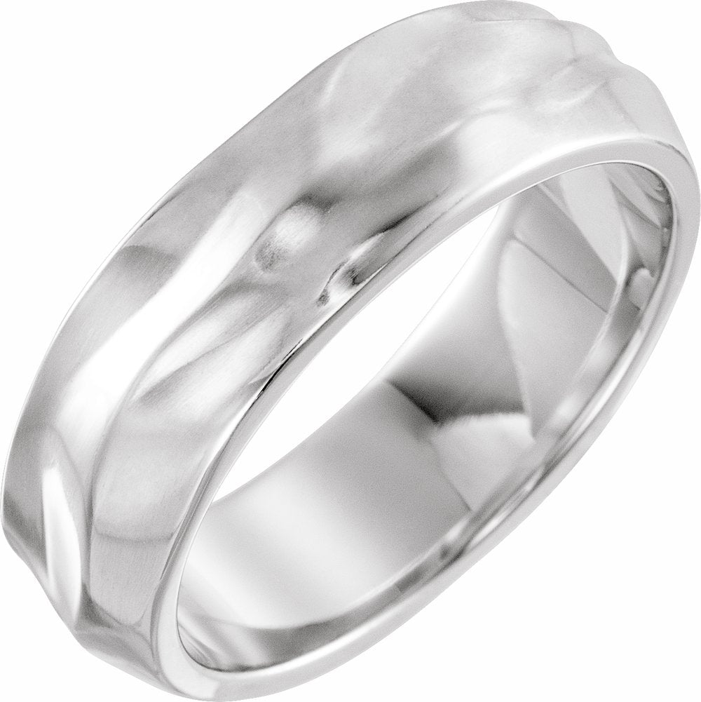 10K White Gold 6 mm Textured Band Size 11