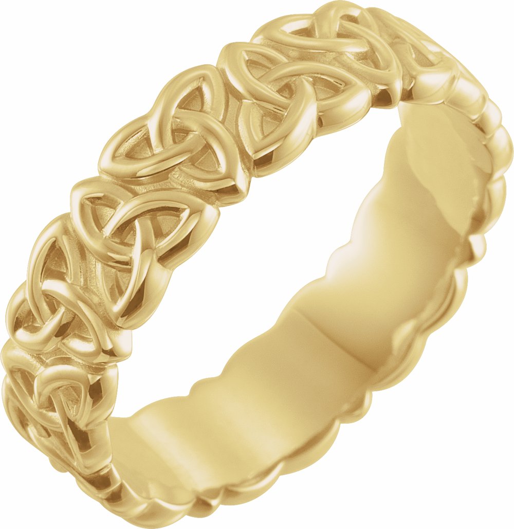 14K Yellow Gold 6 mm Celtic-Inspired Band Size 7