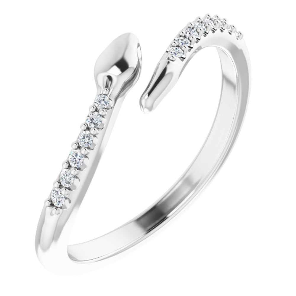 14K White Gold .08 CTW Natural Diamond Snake Bypass Ring