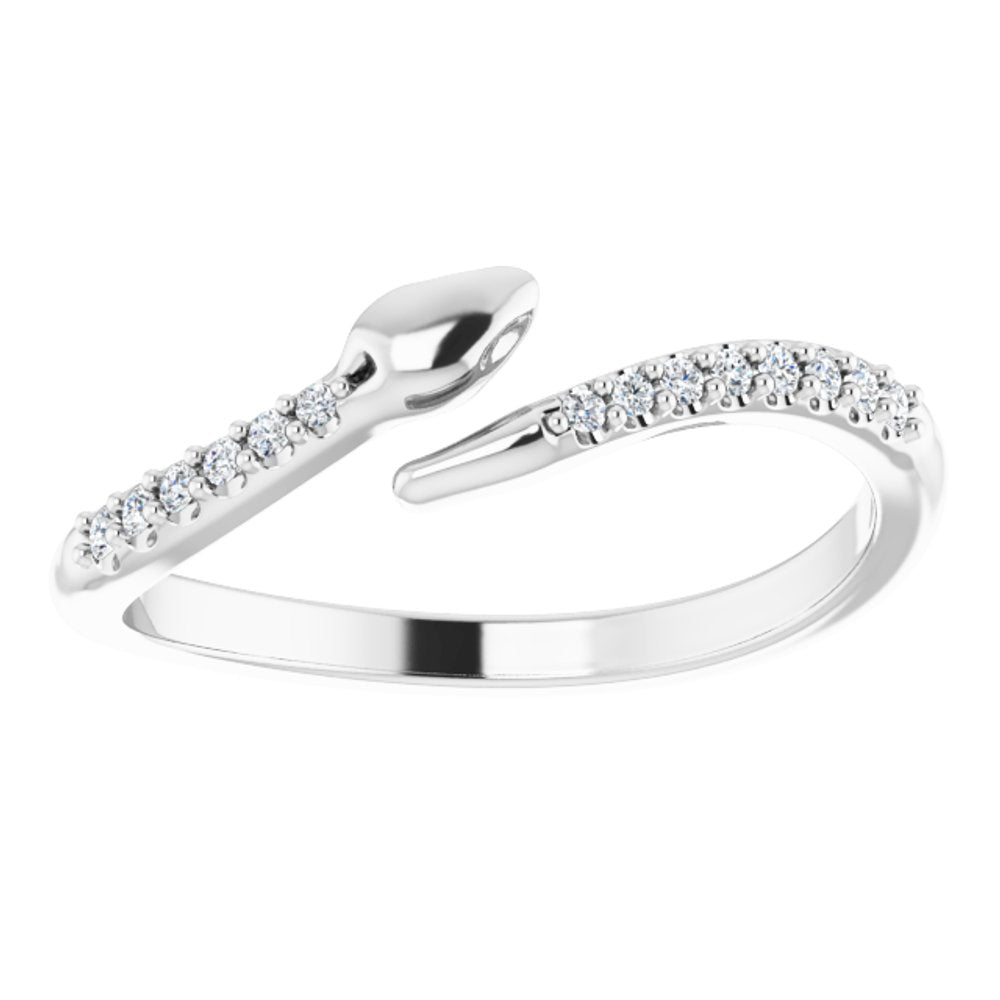 14K White Gold .08 CTW Natural Diamond Snake Bypass Ring