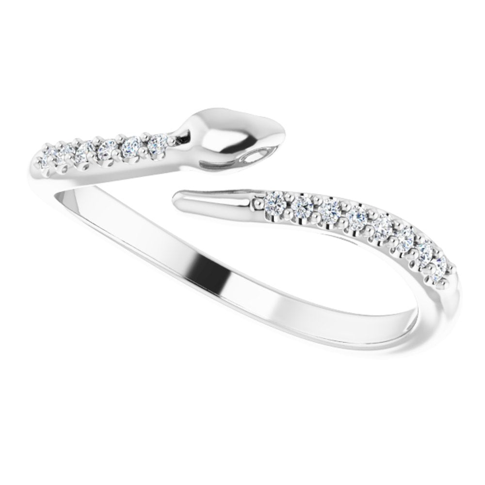 14K White Gold .08 CTW Natural Diamond Snake Bypass Ring