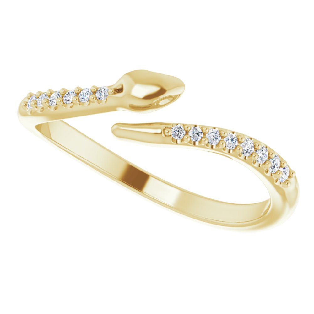 14K Yellow .08 CTW Natural Diamond Snake Bypass Ring