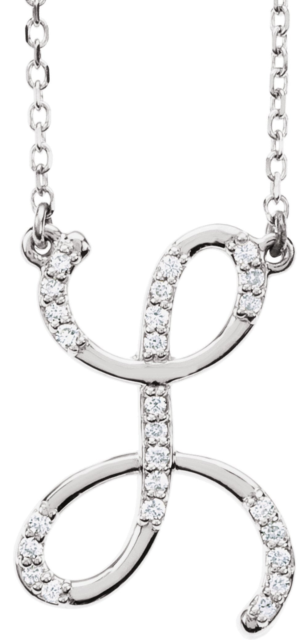 14K White Gold 1/10 CTW Natural Diamond Initial L 16" Necklace