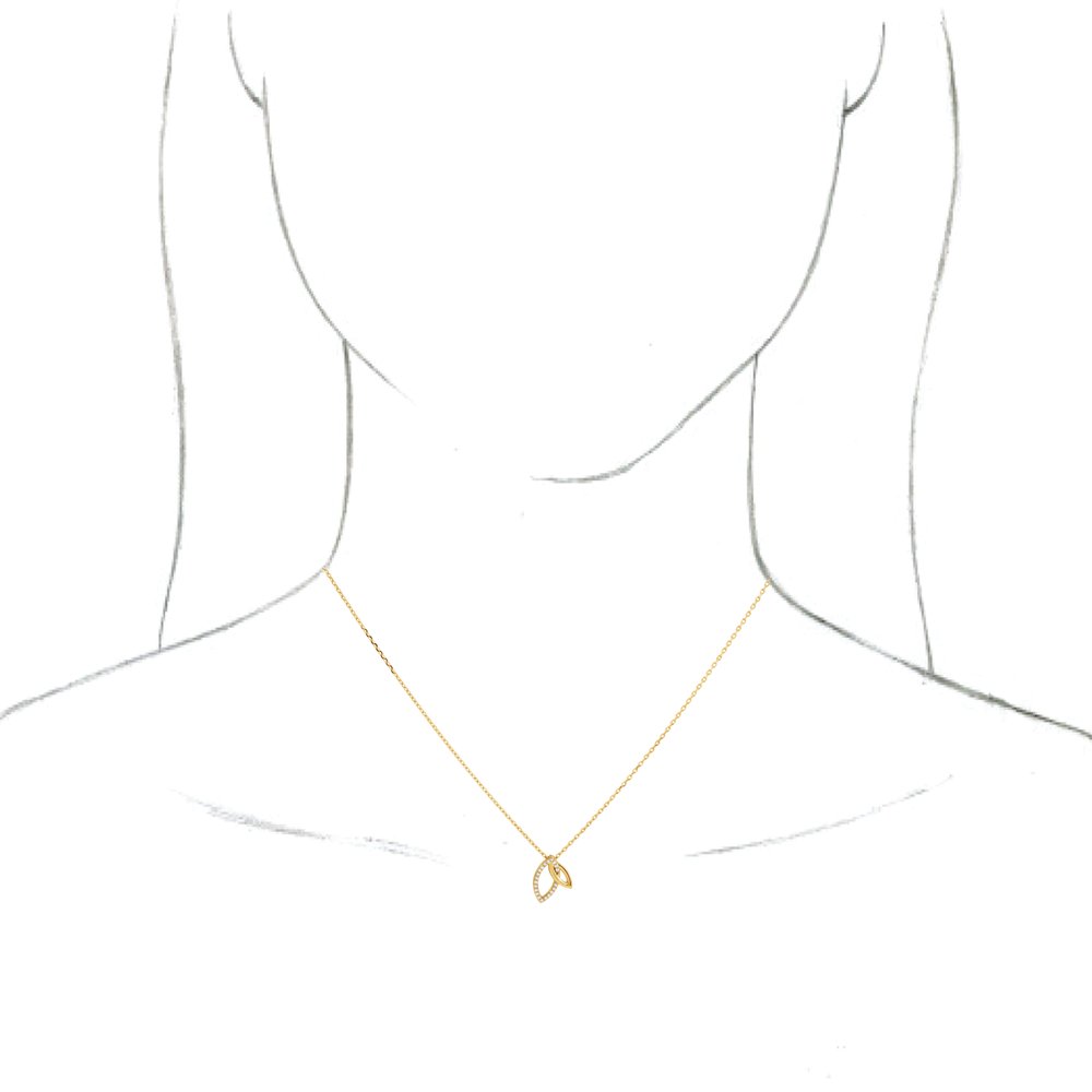14K Yellow Gold .05 CTW Natural Diamond Double Leaf 18" Necklace