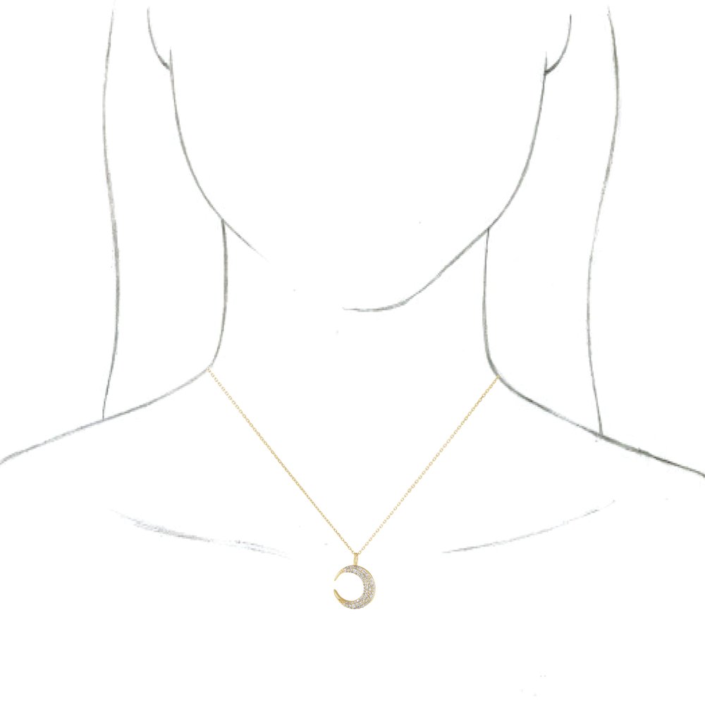 14K Yellow Gold 1/3 CTW Natural Diamond Crescent Moon 16-18" Necklace