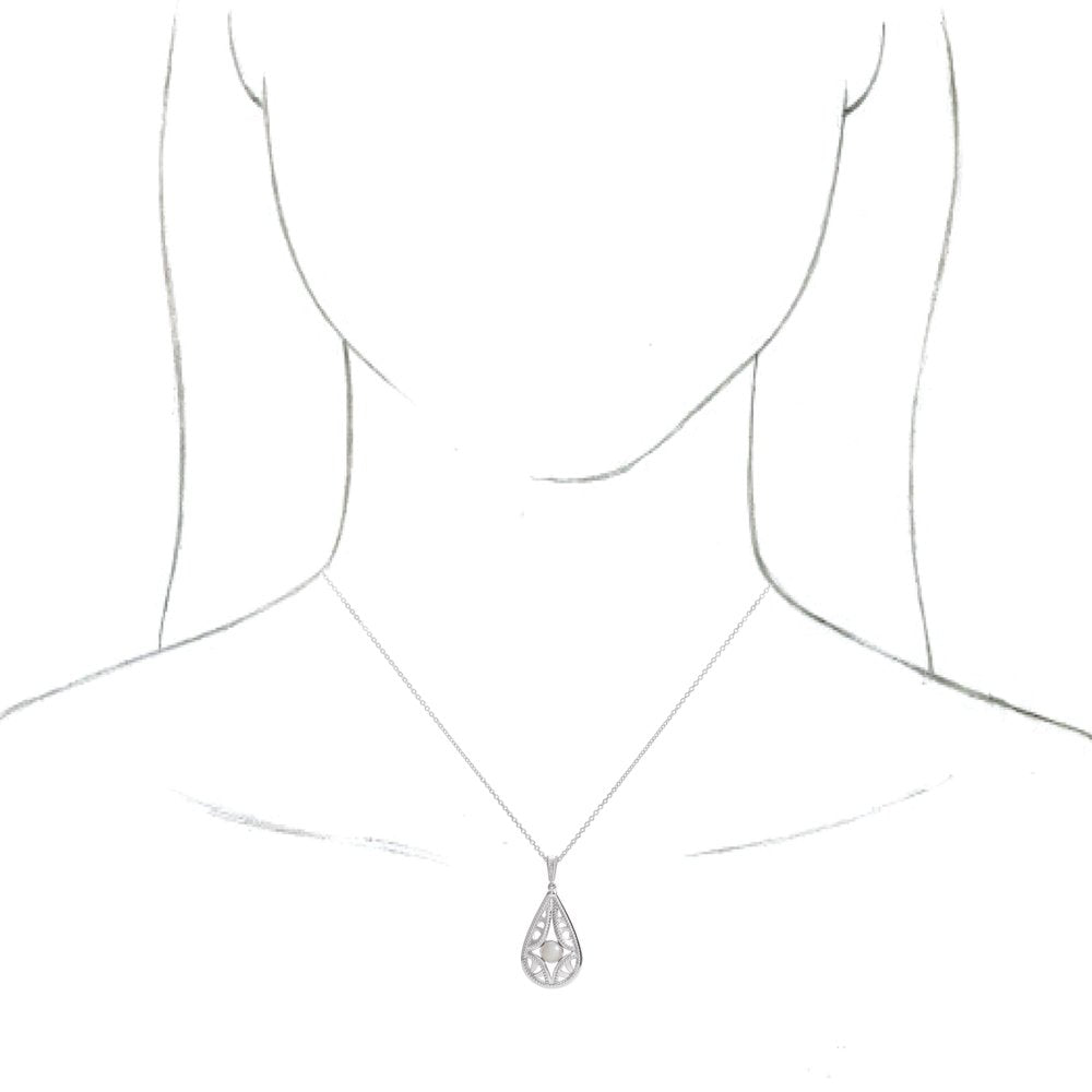 14K White Gold Cultured White Freshwater Pearl Vintage-Inspired 16-18" Necklace