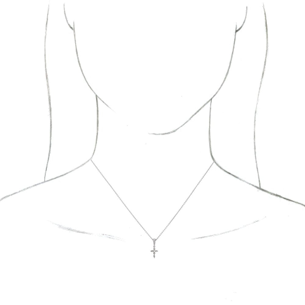 14K White Gold .03 CTW Natural Diamond Petite Vintage-Inspired 16-18" Cross Necklace