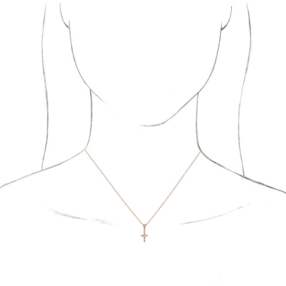14K Rose Gold .03 CTW Natural Diamond Petite Vintage-Inspired 16-18" Cross Necklace