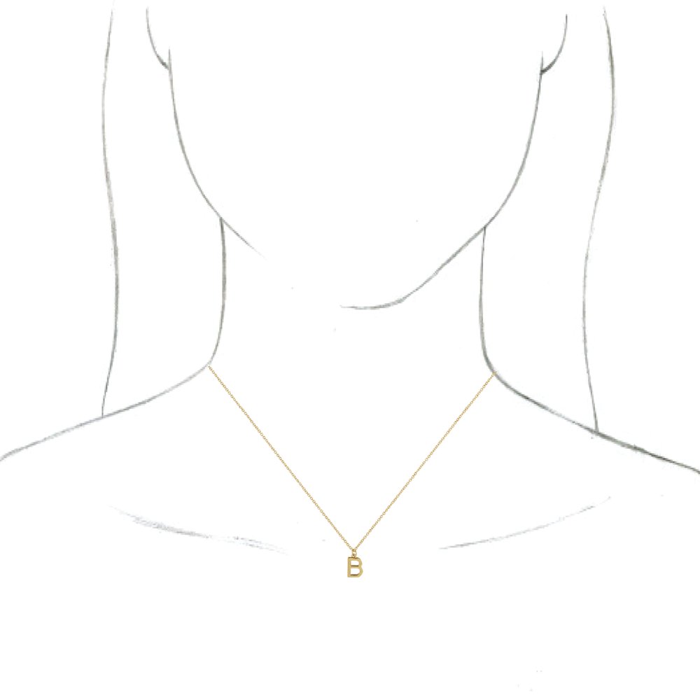 18K Yellow Gold-Plated Sterling Silver Initial B Dangle 16" Necklace