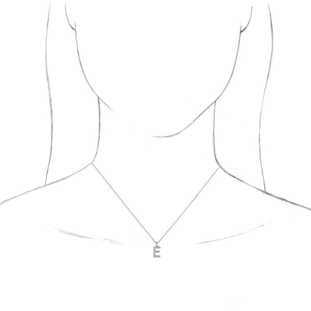 14K White Initial E Dangle 16" Necklace