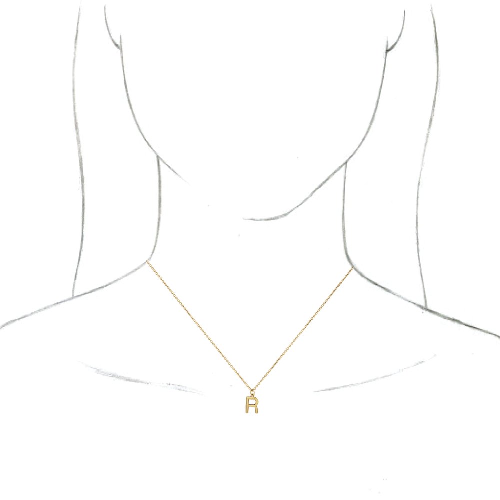 18K Yellow Gold-Plated Sterling Silver Initial R Dangle 16" Necklace