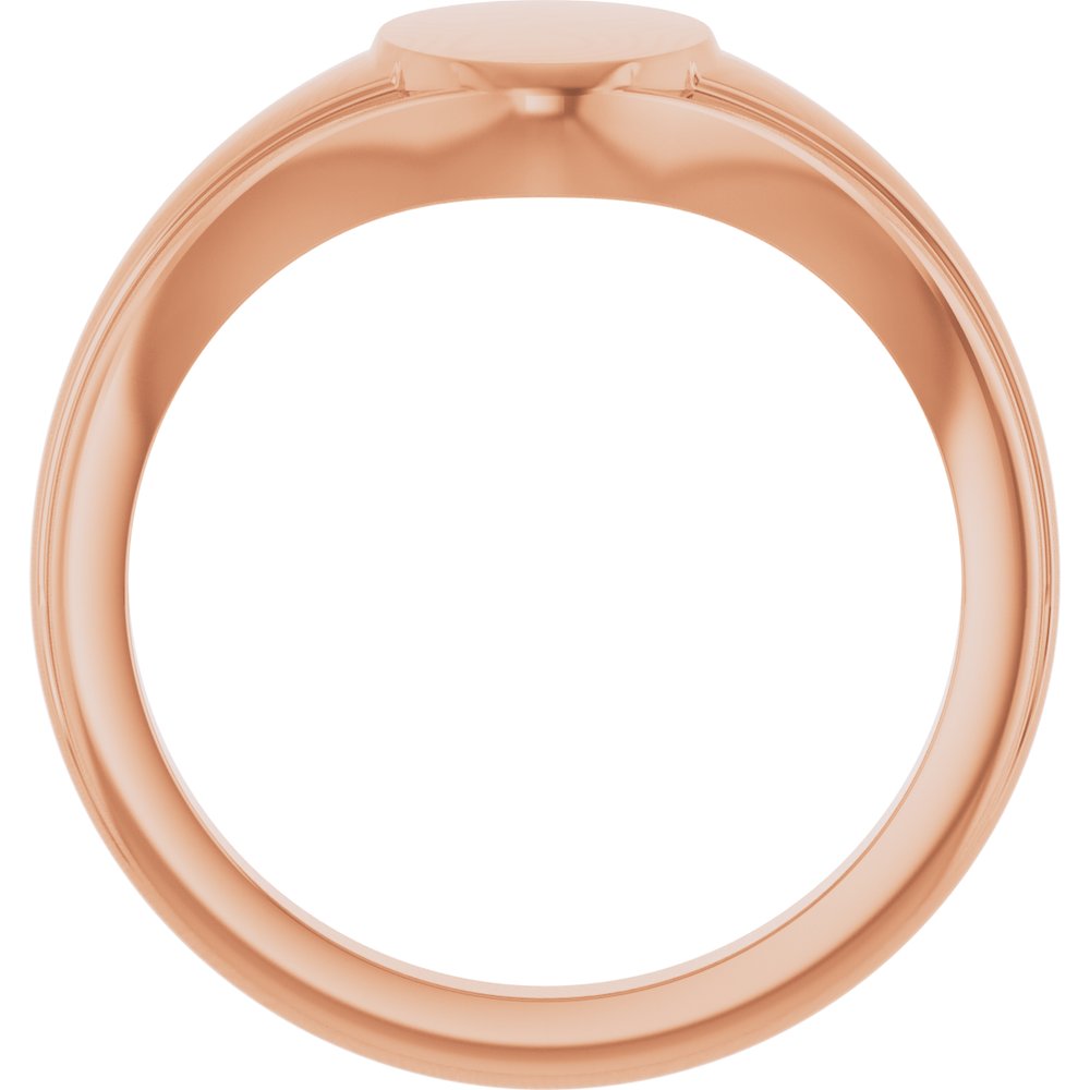 14K Rose Gold 10.4x7.1 mm Oval Fluted Signet Ring