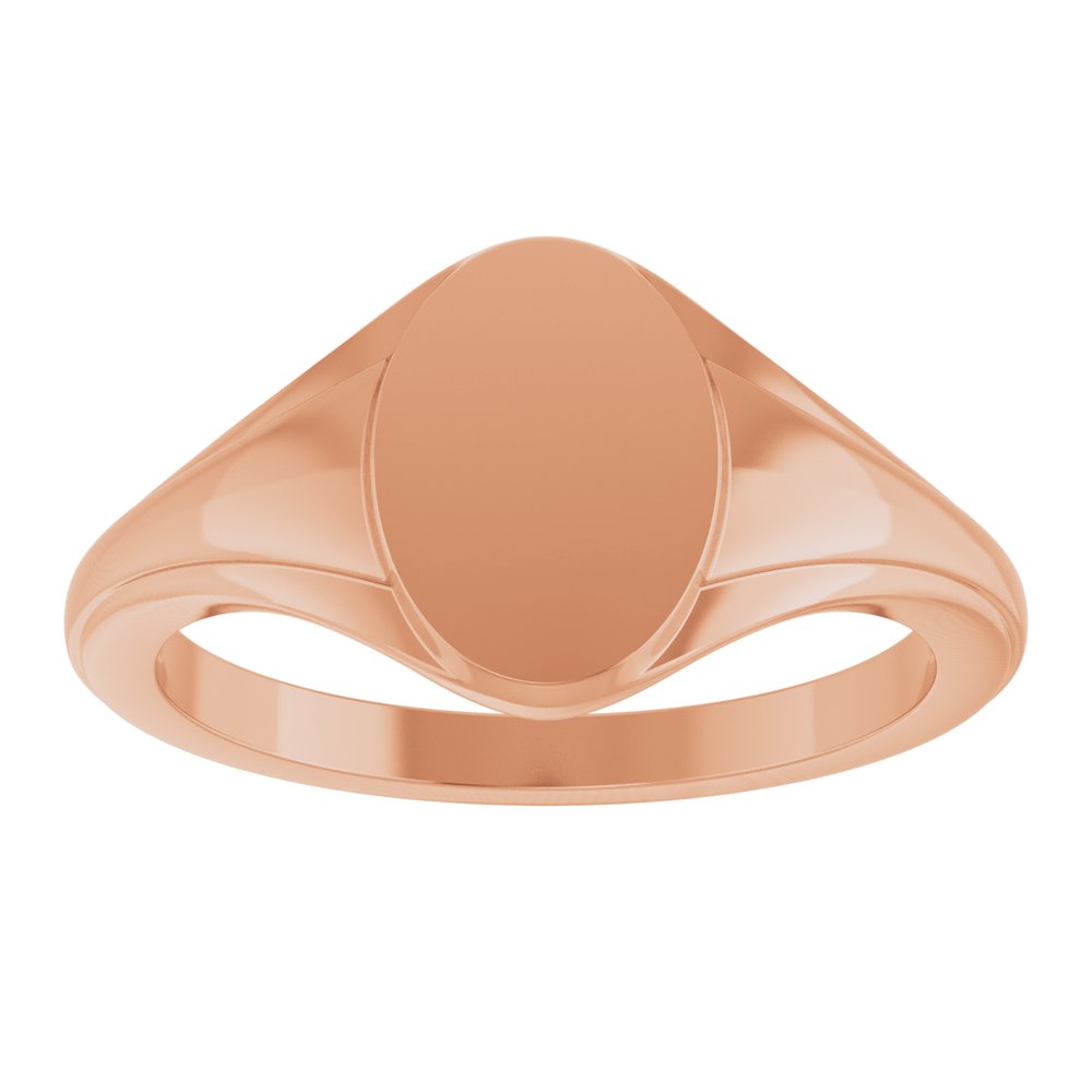 14K Rose Gold 10.4x7.1 mm Oval Fluted Signet Ring