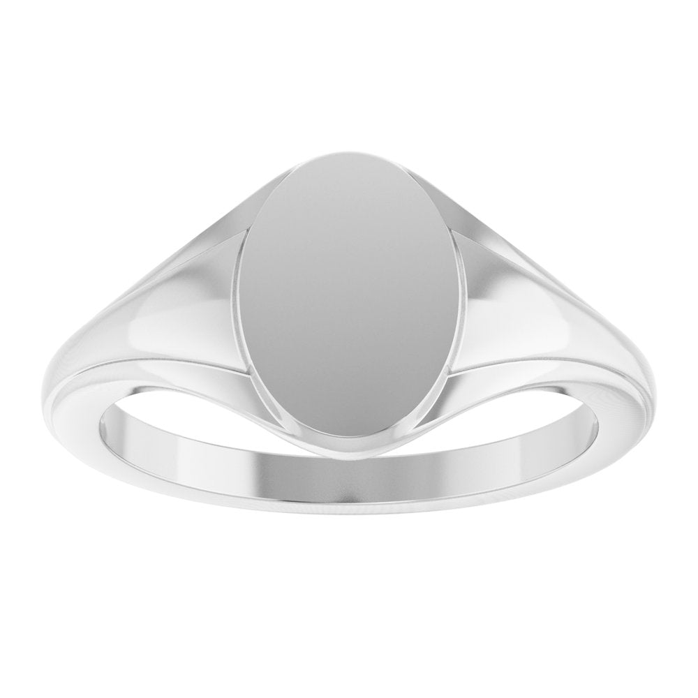 14K Rose Gold 10.4x7.1 mm Oval Fluted Signet Ring