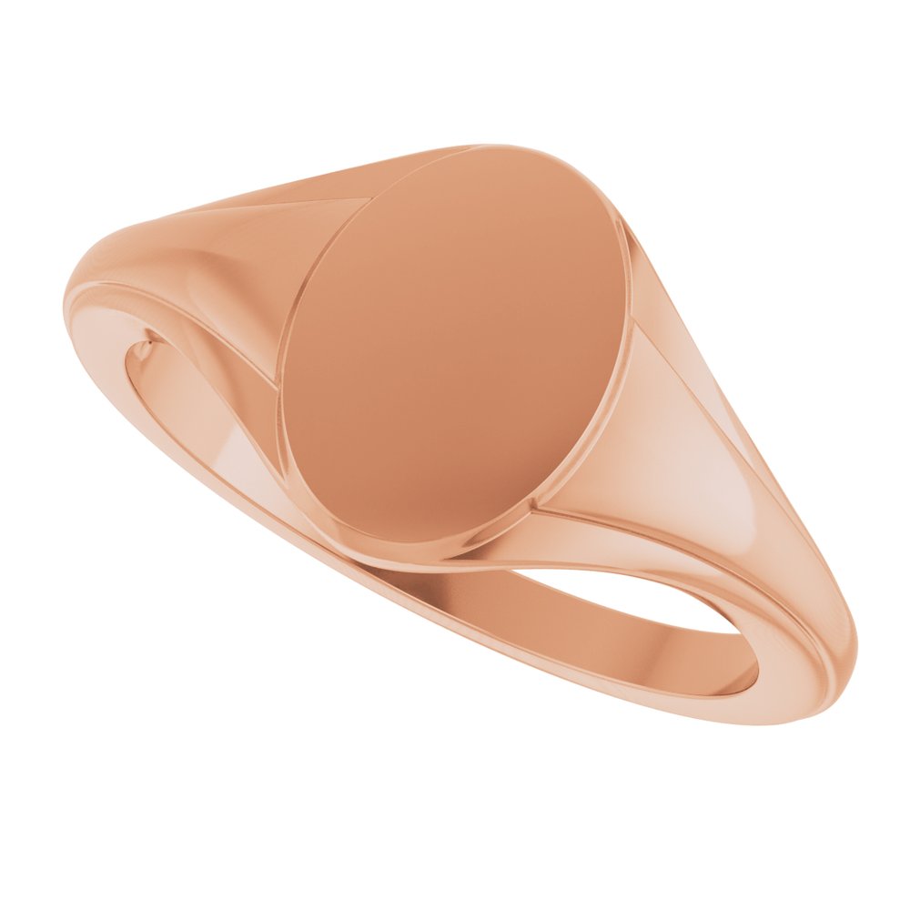 14K Rose Gold 10.4x7.1 mm Oval Fluted Signet Ring