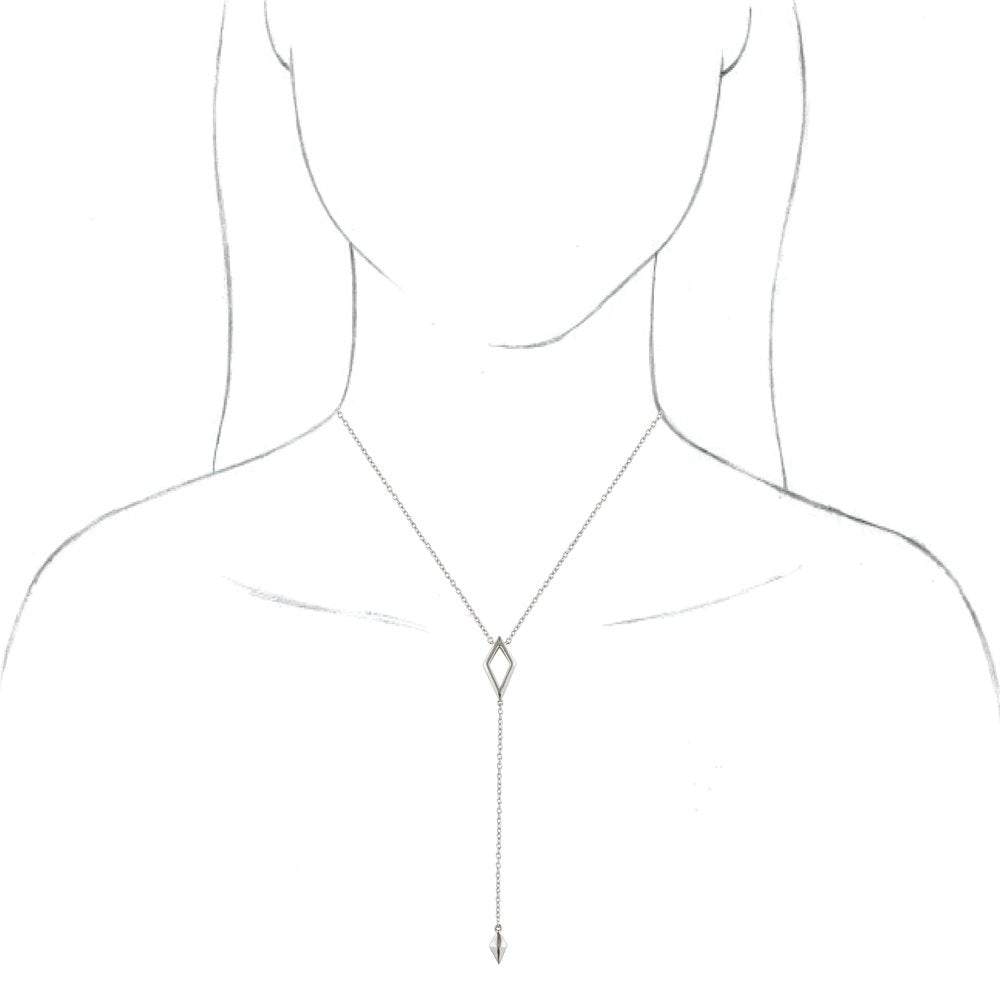 14K White Geometric 16-18" Y Necklace