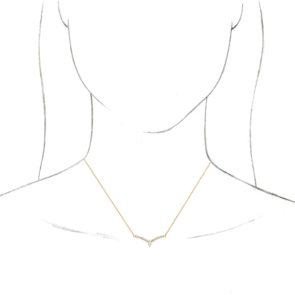 14K Yellow 1/3 CTW Natural Diamond V 18" Necklace