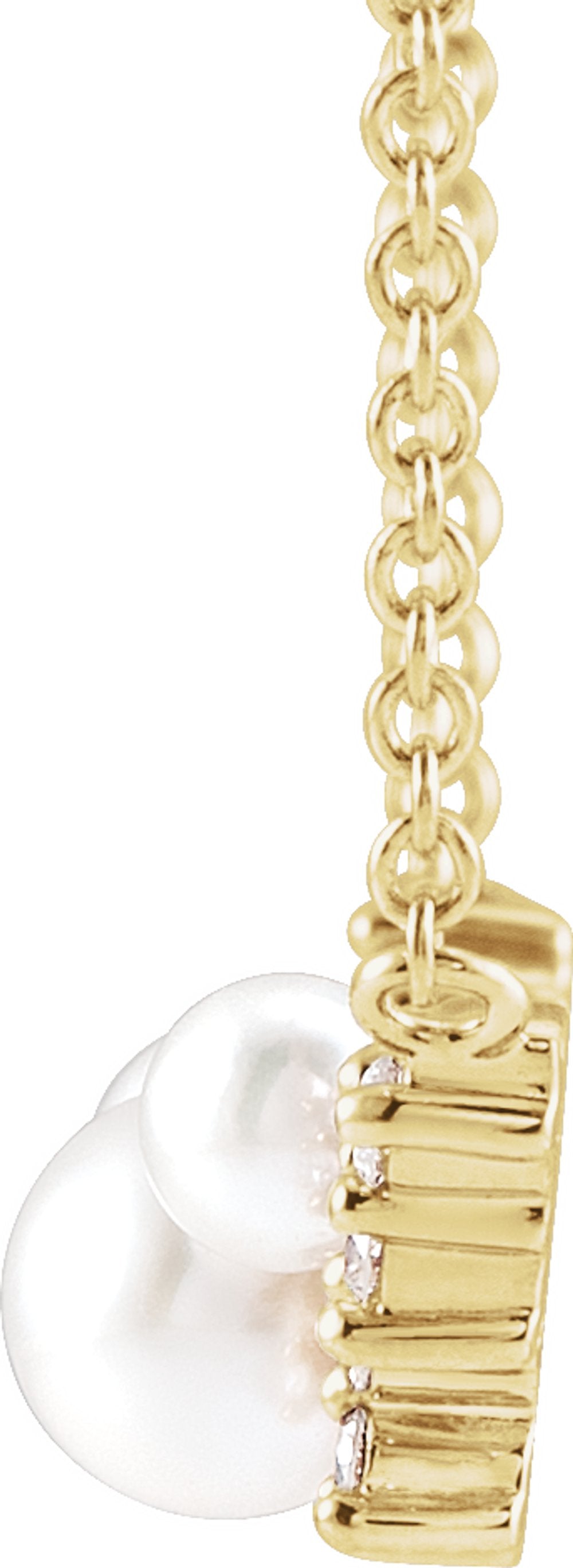 14K Yellow Gold Cultured White Akoya Pearl & .08 CTW Natural Diamond 18" Necklace