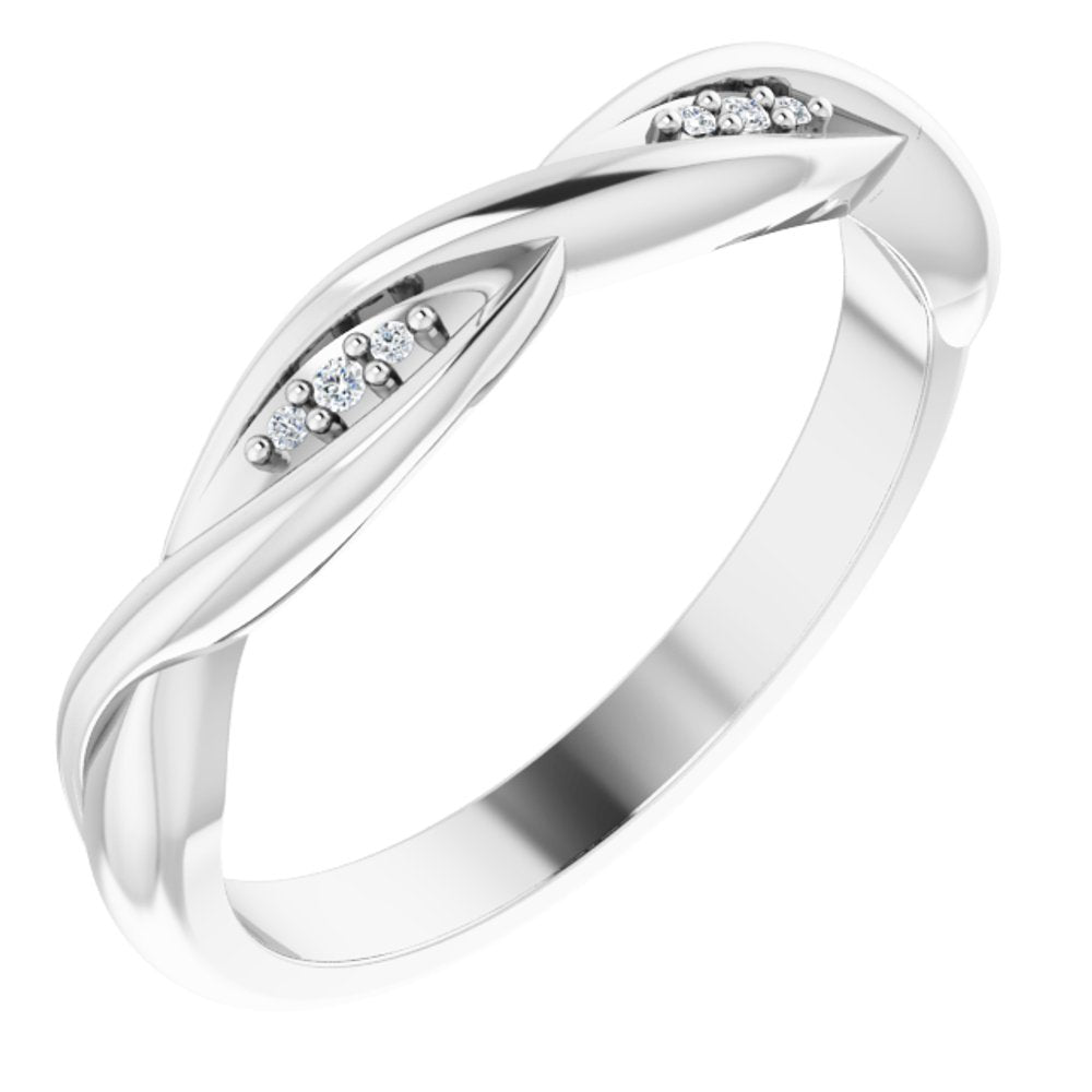 14K White .02 CTW Natural Diamond Stackable Twisted Ring