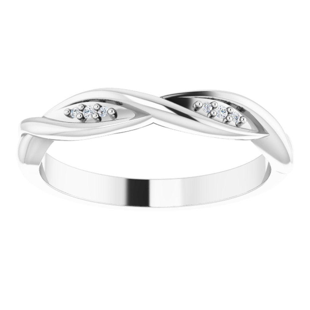 14K White .02 CTW Natural Diamond Stackable Twisted Ring