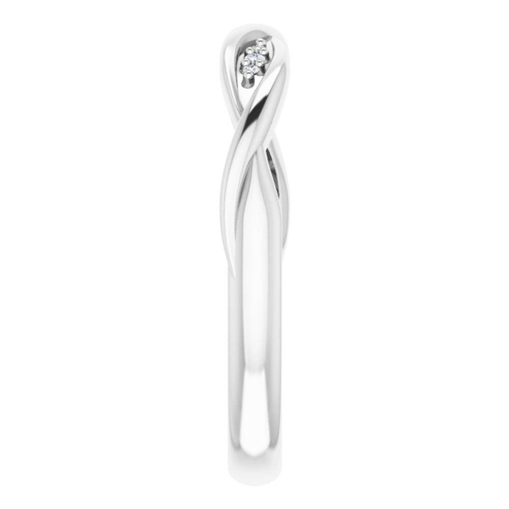 14K White Gold .02 CTW Natural Diamond Stackable Twisted Ring