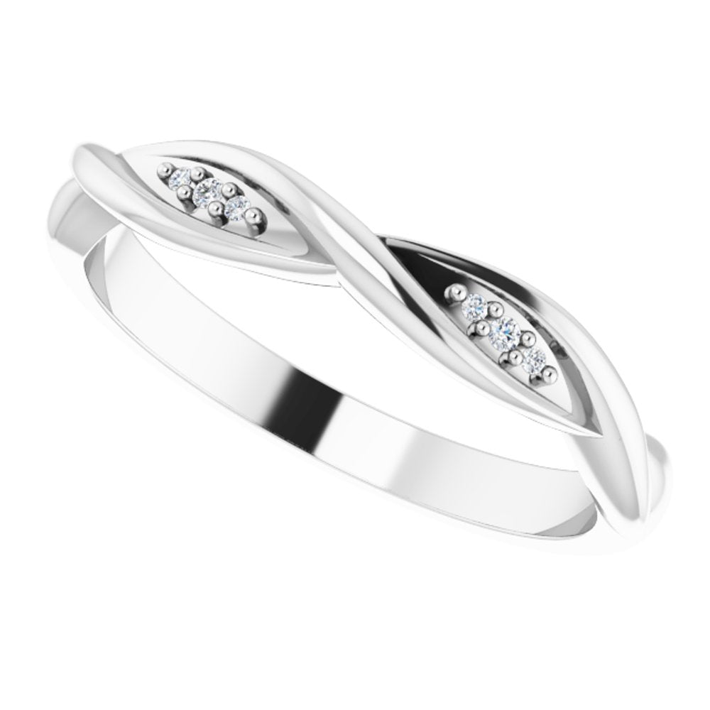 14K White Gold .02 CTW Natural Diamond Stackable Twisted Ring